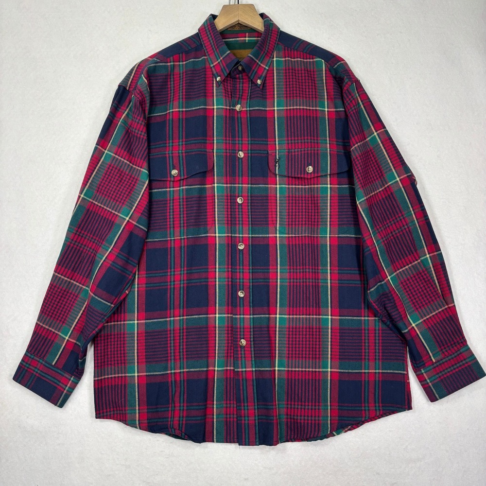 Browning Flannel Shirt Mens L‎ Plaid Button Down Outdoor Hunting Cabin